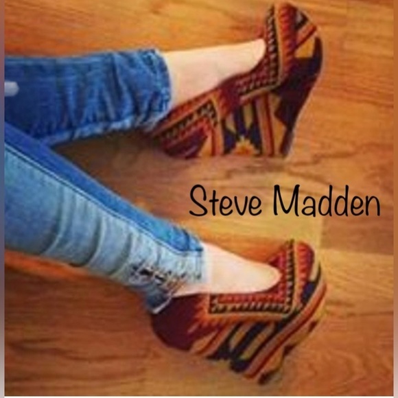 Steve Madden Pammyy Wedge Aztec Multi Color - Picture 6 of 11
